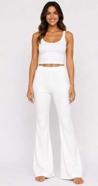 Hard Tail Forever White Boot Flare Lounge Yoga Pants Womens Sz L Athleisure D25